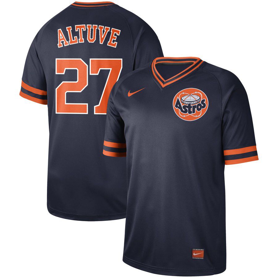 2019 Men MLB Houston Astros #27 Altuve blue Nike Cooperstown Collection Jerseys->detroit tigers->MLB Jersey